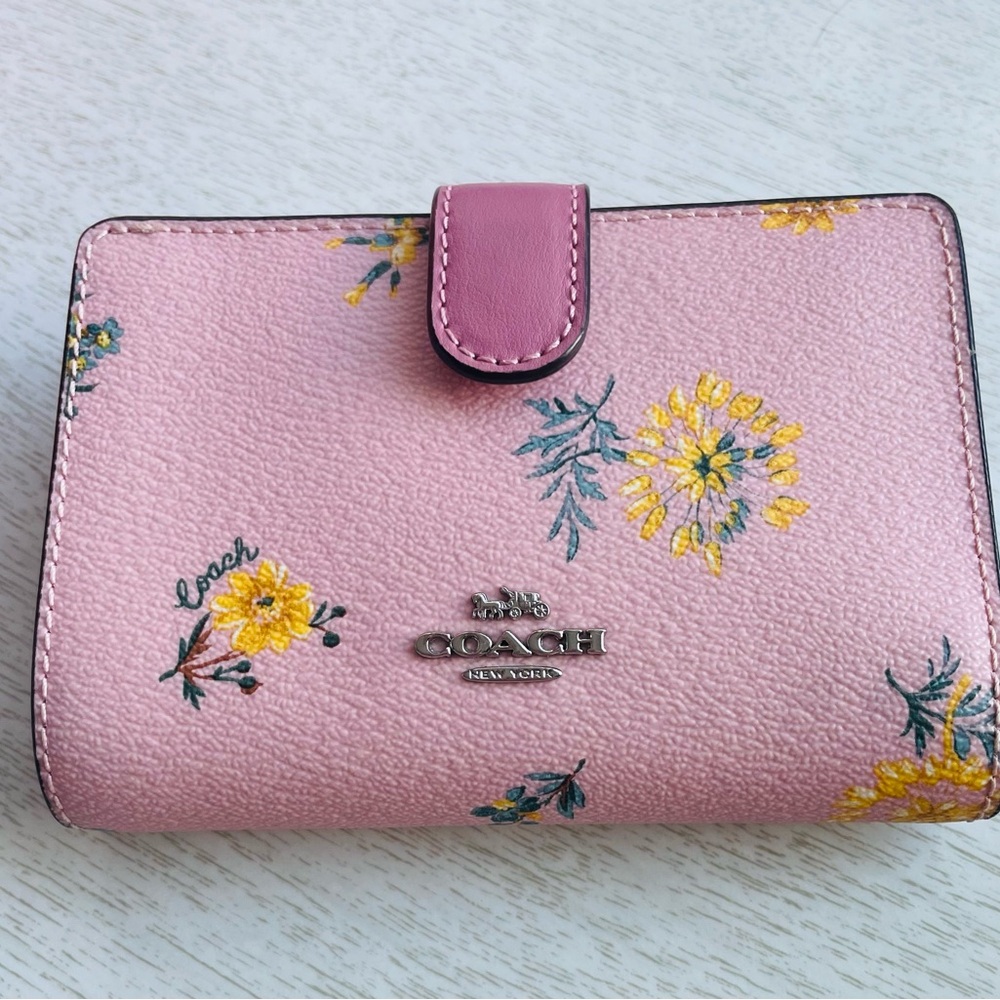 Coach Pink and Yellow Floral Wallet